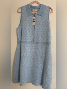 MICHAEL Michael Kors Shore Blue MK Logo Zip Polo